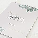 sendmoments Dankeskarten Konfirmation, Zarte Blätter, 5er Klappkarten-Set C6, wahlweise Goldfolien-Veredelung & persönliche Bilder, personalisiert mit Text, optional Design-Umschläg