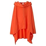 Kobay Damen Winter Mantel Oberteile Elegant Langarmshirt Frauen Ausgestelltes Langarm Chiffon Off-The-Schulter Ausschnitt Hohles Loses Top(Orange, XXL)