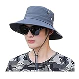 Fischerhüte für Männer und Frauen, Outdoor-UV-Schutz, Fischermützen, Camping- und Marschhut, breite Krempe, Sonnenhut, Reisen, faltbar, wasserdicht, Sonnenhut für Männer und Frauen, grau, O