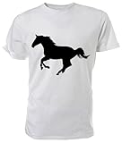 Pferd Silhouette T Shirt, weiß - Größe: 9-11 J