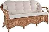 Wintergarten Rattansofa Natur Rattan Sofa Dreisitzer Wohnzimmer Couch Rattanmöbel (Natur ungeschält, 3-Sitzer)