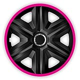 NRM Fast LUX 4X Universal Radkappen Radzierblenden Radblenden Auto KFZ 4 Stück (Schwarz/Pink, 14')