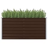 Metall Hochbeet Gartenbeet Pflanzkübel Pflanzkasten Blumenkasten Gemüsebeet Gartenbeet Gemüsebeet aus Verzinkter Stahl für Terrasse Balkon Braun 160 x 80 x 77