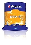 Verbatim 2330529 DVD-R 16x Matt Silver 4.7GB I 100er Pack Spindel I DVD Rohlinge beschreibbar I 16-fache Brenngeschwindigkeit & Hardcoat Scratch Guard I DVD-R Rohlinge I DVD leer I Rohlinge DVD