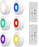 RGB 6er Schrankbeleuchtung swonuk Schrank Lichter LED mit Fernbedienung 16 Farben Schrankleuchten Nachtlicht Unterbauleuchte für Schlafzimmer, Kleiderschrank, Kabinett, Küche (6er-Set)