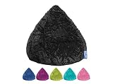 lifestyle4living Sitzsack für Kinder und Jugendliche, Schwarz, Plüsch Bezug | Pflegeleichter und bequemer Beanbag Fluffy XL Liegesack 220