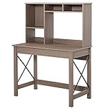 HOMCOM Schreibtisch mit 4 kleine Bücherregal aus Spanplatte platzsparend und geeignet für Schlafzimmer Büro Natur 105 x 50 x 137,5