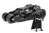 Jada Toys 253215005 The Dark Knight Batmobil, hochdetailiertes 1:24 Modellauto inkl. Batman Figur, Cockpit und Türen können geöffnet werden, mit Freilauf, schw
