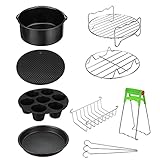 QinWenYan Zubehör für Heißluftfritteusen 7-Zoll-Luft-Fritteuse-Zubehör Backkorb Pizza Pan Home Küchenwerkzeuge für Küche (Farbe : 7 Inch, Size : 8 Pcs)