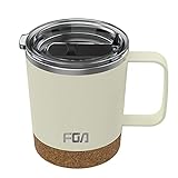 FGA Thermobecher Kaffeebecher to go Edelstahl Travel Mug 400ml Isolierbecher BPA-frei Reisebecher für heiße und kalte Getränke Elfenb