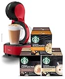 Krups Nescafé Dolce Gusto Lumio Kapselmaschine KP1305 | Kompakte Kaffeemaschine | 1 L Wassertank | 15 Bar Druck | Rot + Nescafe Dolce Gusto Variety Pack White Cup C