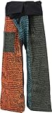 GURU SHOP Thai Fischerhose aus Fester Baumwolle, Patchwork Wickelhose, Yogahose, Unigröße - Orange/bunt, Herren/Damen, Mehrfarbig, Size:One Size, Fischerhosen & Yogahosen Alternative Bekleidung