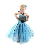 DKee Ballettkleid Pavane Tanzkostüm Kleinkind Mädchen Kleider Ärmellos Neckholder Tube Halloween Ostern Karneval Festival Urlaub Süße Party Tüll Patchwork Blau (Farbe: Blau, Größe: S)