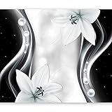 murando Fototapete Blumen Lilien 350x256 cm Vlies Tapeten Wandtapete XXL Moderne Wanddeko Design Wand Dekoration Wohnzimmer Schlafzimmer Büro Flur schwarz weiß grau Ornament Abstrakt b-A-0246