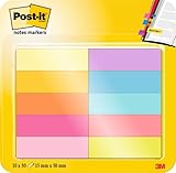 Post-it 'Page Marker' Haftstreifen aus Papier – Schmale Klebezettel (15 x 50 mm) 10 farbige Blöcke à 50 Blatt – Klebemarkierungen farb