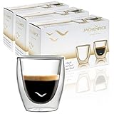 Mövenpick 6 x Espressogläser Doppelwandig 60 ml - Espresso Tassen ohne Griff Doppelwandige Espresso Gläser - Spülmaschinenfest auch für Tee geeig