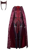 Faonny Damen Scarlet Witch Kostüm Wanda Maximoff Cosplay Kostüm Carnival Suit Roter Umhang Komplett Set für Halloween Outfits (Small, Rot)