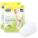 Scholl EXPERTCARE intensiv pflegende Fußmaske mit Aloe Vera – Feuchtigkeitsspendende Pflege – 2 Paar Einwegsock