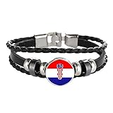 Kroatien Flagge geflochtenes Armband Leder Kette Kristall Armband Souvenir, Mode handgefertigte Armband für Mann & Frau besonderes Tagesgeschenk