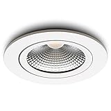 Ledisons LED Einbaustrahler 230v 5W 27mm Flach Dimmbar 90mm IP44 Wasserdicht, CRI90, 5 Jahre Garantie, LED Spot Deckenspots Einbauleuchten Einbauspots, Cormo Weiß, Dim-to-warm 1800K-2700