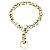 FUFRE Hundehalskette Gold Hunde Verstellbare Halskette, Kettenhalsband Metall Goldkette Groß Hundehalsband Haustier Hundehalsbänder Metallkragen für Hunde Katzen (B)