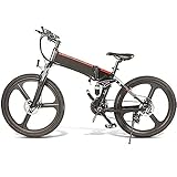 QTQZ Mehrzweck-Elektro-Mountainbike Tragbare Elektrofahrräder Erwachsene Rad-faltendes E-Bike 350W Aluminium-Elektrofahrrad Abnehmbarer 48V 10Ah Lithium-Ionen-Akku 21-Gang-Getriebe Weiß (Farbe :