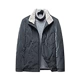 Aicfikrye Herren Casual Schwarz Wintermantel Winter Dicker Warmer Kragen Abnehmbare Daunenjacke, dunkelgrau, XXXXL