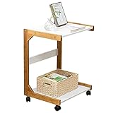 YFjyo Beistelltisch, C-förmiger Couch-Beistelltisch mit Rollen, Neben dem Bett, TV-Tablett-Tisch, Wohnzimmer-Couchtisch, Snack-Tisch, der für kleine Räume untergeschoben W