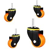 YZHH 4 Stück 2 Zoll Lenkrollen Schwerlastrollen mit Gewinde M12X25mm, Leise Transportrollen mit Bremse, PU Rollen, Tragfähigkeit 210kg