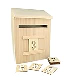 Artemio 14002293 Adventskalender zum Dekorieren Briefkasten Holz 20 x 9,5 x 28 