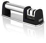 B.PRIME Manuelle Messerschärfer INOX – 2-Stufen Messerschaerfer für Grobschliff und Feinschliff, Messer schärfen, Honen und Polieren, Schleifstein für Messer-set, Wetzstahl, M