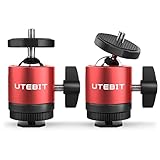 UTEBIT Mini Kugelkopf Stativ mit Blitzschuhadapter 2 Stück, Stabil Lampenstativ kugelgelenk mit 1/4 Blitzschuh, Ball Head 360 Grad blitzschuh Halterung für LED-Licht, Stativkopf Kugelkopf für DSLR