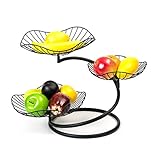 mossFlos Obstkorb, 3 Stöckig Obstschale Metall Obstregal- Schw