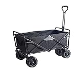 Amazon Brand - Umi Bollerwagen Offroad Transportwagen Handwagen faltbar Gartenwagen die Reifen mit Lager für Alle Gelände Geeignet (Schwarz/Grau)