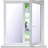 Funfox Fensterfolie Sichtschutzfolie Blickdicht Fenster Milchglasfolie Selbstklebend Anti-UV Statische Folie Milchglas für Badzimmer Büro Matt weiß 44.5 x 200