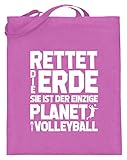 shirt-o-magic Volleyball: Rettet die Erde! - Jutebeutel (mit langen Henkeln) -38cm-42cm-Pink