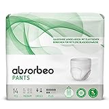 Absorbeo - Pants Plus – Saugfähige Windelhosen mit Elastischen Bündchen für Mittlere Blasenschwäche, Unisex, Größe M (14 Stück pro Packung)