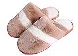 Perferct Herren Hausschuhe 47-Karikatur Baumwolle Schuhe-Weihnachten-Gestreifte Hausschuhe Damen Winter Hausschuhe Flauschige Hausschuhe,Braun,37/38 E