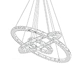 RANZIX Kristall LED Ring Dimmbar Decken Pendelleuchte Kronleuchter Kristall Wohnzimmer stall Design Hängelampe Deckenlampe (72)