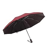 Umgekehrt Automatischer aufklappbarer Regenschirm, Winddichtes, leichtes Reiseauto, große Sonne & Regenschirm für Männer, Frauen in Mehreren Farben (Rot)
