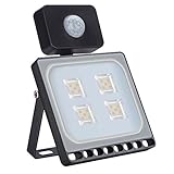 20W LED Floodlight Outdoor-Sicherheitsleuchte 1600lm Ultradünnes LED Strahler 3000K Außenstrahler mit Bewegungsmelder Wasserdicht IP65 für Garten Garage Sportplatz Werkstätte (Warmweiß, 20W)