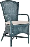 korb.outlet Rattan Esszimmer-Sessel Rattanstuhl Esszimmerstuhl Küchenstuhl hohe Rückenlehne (Hellblau, mit Armlehne)