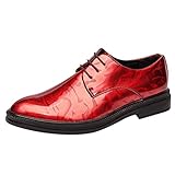 Celucke Derby-Schuhe Herren Anzugschuhe aus Lackleder, Smoking Schuhe Männer Derbys Schnürhalbschuhe Hochzeit Party Oxford Casual Schnü