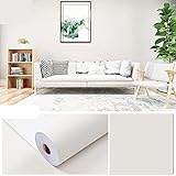 WANGYUXIN Self-Adhesive Vinyl Removable Wallpaper,PVC rein beige weiße Tapete, abwaschbare wasserdichte Schrankrenovierung Selbstklebende Tapete,60cmx5m,Kitt weiß