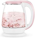 NBLD Elektrischer， Wasserkocher mit Tech， Borosilikatglas， Glas Wasserkocher，Teek