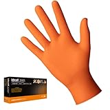 MERCATOR MEDICAL Nitrilhandschuhe orange | M - XXL | Ideall GRIP+ ORANGE Einweg Schutzhandschuhe puderfrei latexfrei 2,5x dicker Diamanttextur Nitril-Handschuhe, Größe:M - 50 Stück, Farbe:Orang