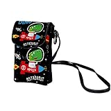 Kleine Crossbody Tasche Handy Raketen-Cartoon-Dinosaurier Mini Umhängetasche Leder Tasche Brieftasche mit Credit Card Slots für Frauen 19x12x2