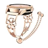 Emibele 20mm Universal Armband, Pflaumenblüten Edelstahl Uhrenarmband Metall Armbänder mit Schnellverschluss, Verstellbar Ersatzband für Uhr mit 20 mm Adapter - Rose G