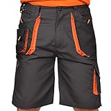 BWOLF Atlas Arbeitshorts Männer Arbeitshorts Herren Classic Verstärkt mit 600D Polyester Multifunktionalenn Taschen Grau/Orange 2XL
