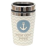 Dekohelden24 Thermobecher/Becher to go, Motiv: Meer geht Immer, Maße H/Ø: 13,5 x 8,4 cm, Fassungsvermögen: 240
